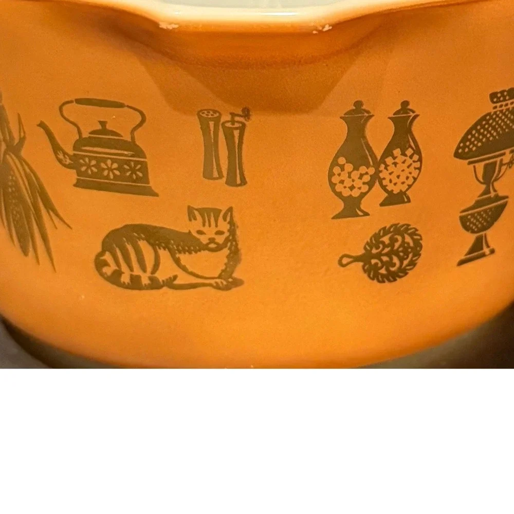 Vintage Pyrex‎ Early American Cinderella Mixing Bowl 441 Orange Gold 1.5 Pt